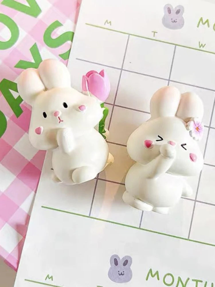 Cartoon Cute Resin Rabbit Car Ornaments Micro Landscape Bonsai Decoration Desktop Creative Trinket Home Accessories Figurines