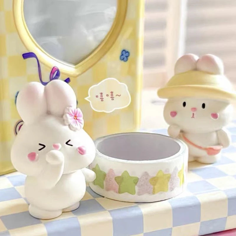 Cartoon Cute Resin Rabbit Car Ornaments Micro Landscape Bonsai Decoration Desktop Creative Trinket Home Accessories Figurines