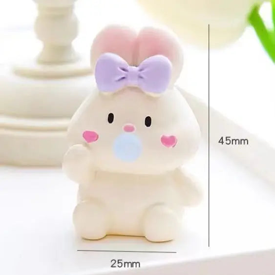 Cartoon Cute Resin Rabbit Car Ornaments Micro Landscape Bonsai Decoration Desktop Creative Trinket Home Accessories Figurines