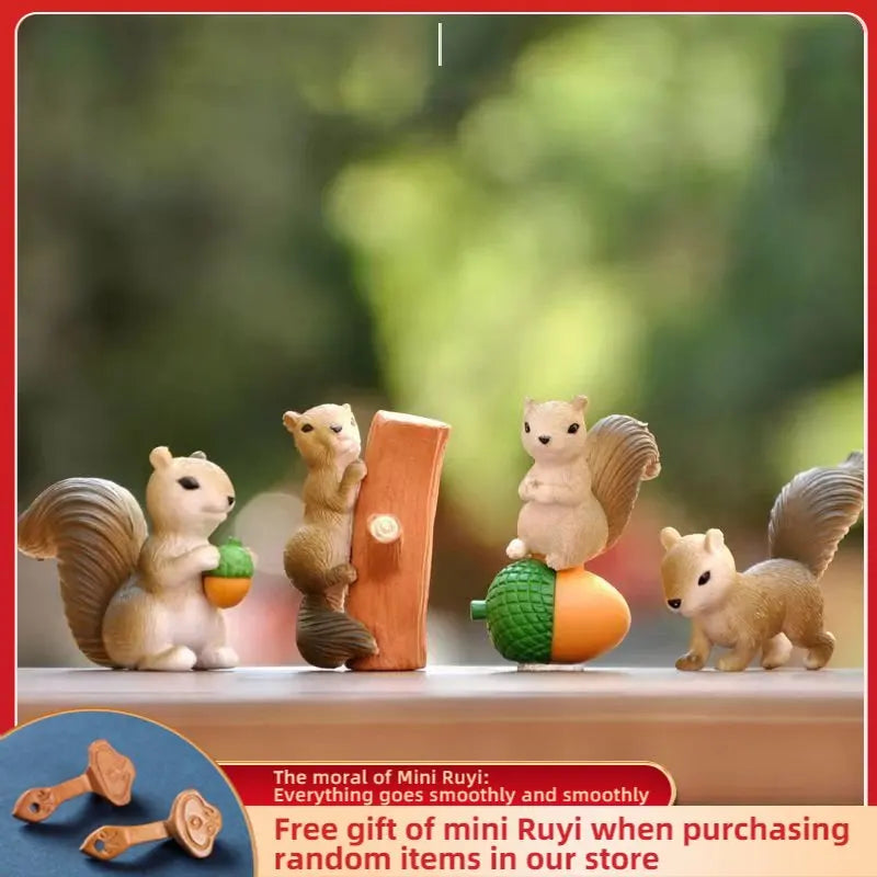 Cartoon Cute Squirrel Car Ornaments Micro Landscape Bonsai Decoration Desktop Creative Trinket Home Accessories Figurines