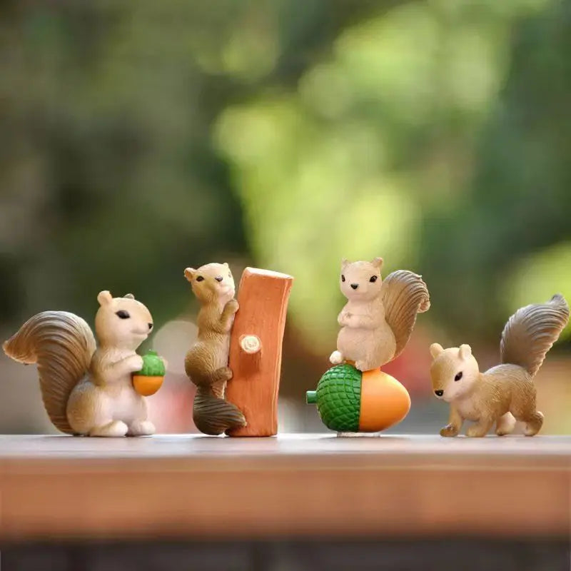 Cartoon Cute Squirrel Car Ornaments Micro Landscape Bonsai Decoration Desktop Creative Trinket Home Accessories Figurines
