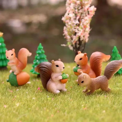Cartoon Cute Squirrel Car Ornaments Micro Landscape Bonsai Decoration Desktop Creative Trinket Home Accessories Figurines