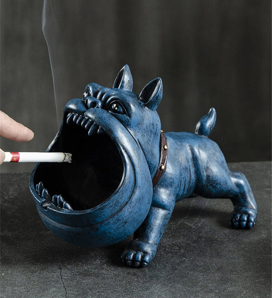 Cartoon Dog Ashtray Bulldog Figurine Animal Dog Statue Crafts Storage Box Room Desktop Home Decoration Ornaments Men Gift