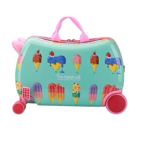 Cartoon Kids Luggage Can sit or ridden Children Travel Bag Trolley Suitcase on spinner wheel Cute kids Gift Rolling Luggage