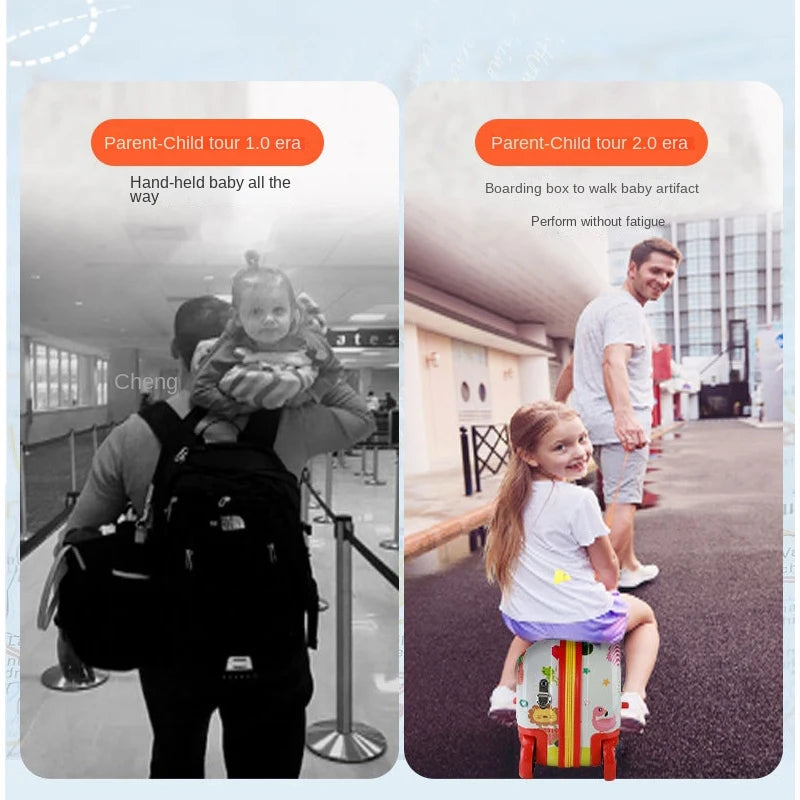 Cartoon Kids Luggage Can sit or ridden Children Travel Bag Trolley Suitcase on spinner wheel Cute kids Gift Rolling Luggage
