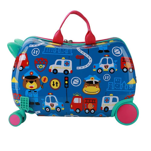 Cartoon Kids Luggage Can sit or ridden Children Travel Bag Trolley Suitcase on spinner wheel Cute kids Gift Rolling Luggage