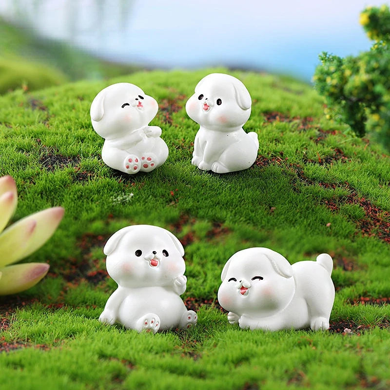 Cartoon Little White Dog Car Ornaments Micro Landscape Bonsai Decoration Desktop Creative Trinket Home Accessories Figurines