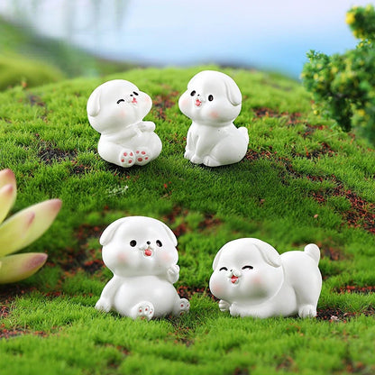 Cartoon Little White Dog Car Ornaments Micro Landscape Bonsai Decoration Desktop Creative Trinket Home Accessories Figurines