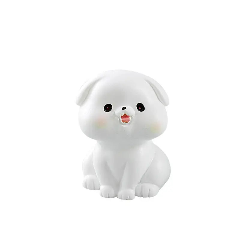 Cartoon Little White Dog Car Ornaments Micro Landscape Bonsai Decoration Desktop Creative Trinket Home Accessories Figurines