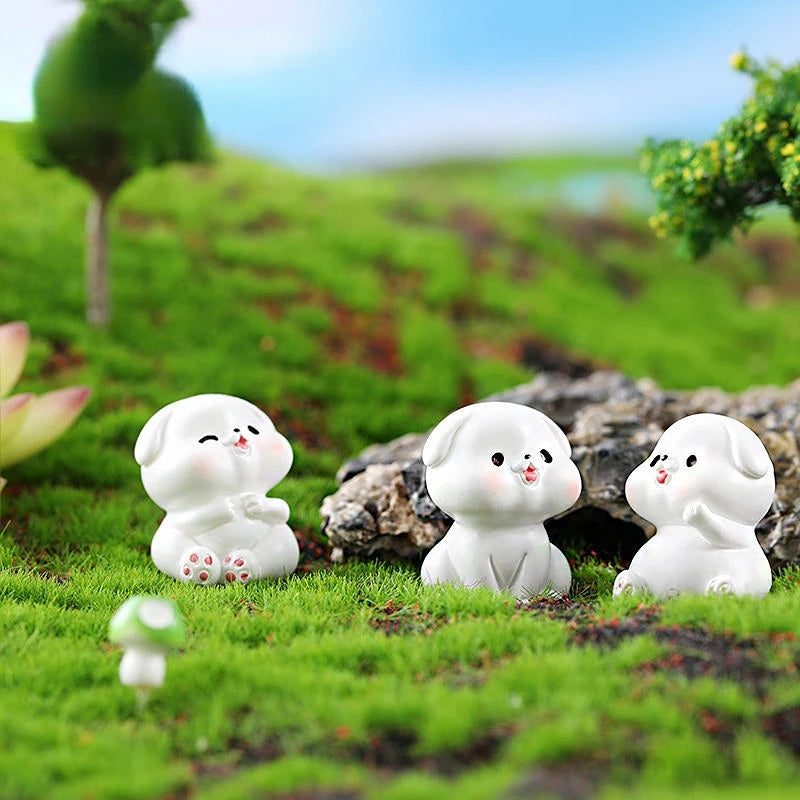 Cartoon Little White Dog Car Ornaments Micro Landscape Bonsai Decoration Desktop Creative Trinket Home Accessories Figurines