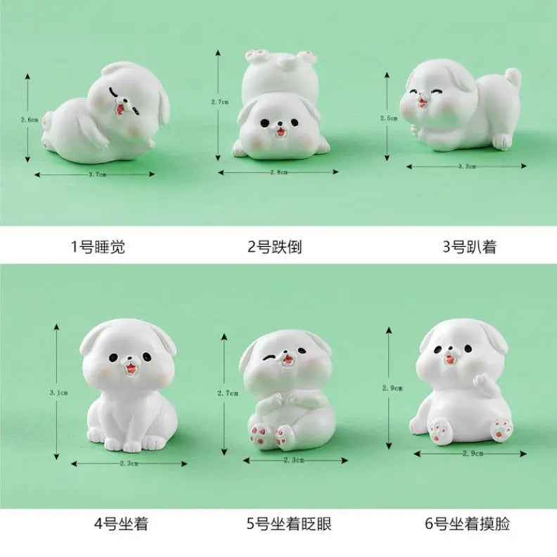 Cartoon Little White Dog Car Ornaments Micro Landscape Bonsai Decoration Desktop Creative Trinket Home Accessories Figurines