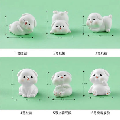 Cartoon Little White Dog Car Ornaments Micro Landscape Bonsai Decoration Desktop Creative Trinket Home Accessories Figurines