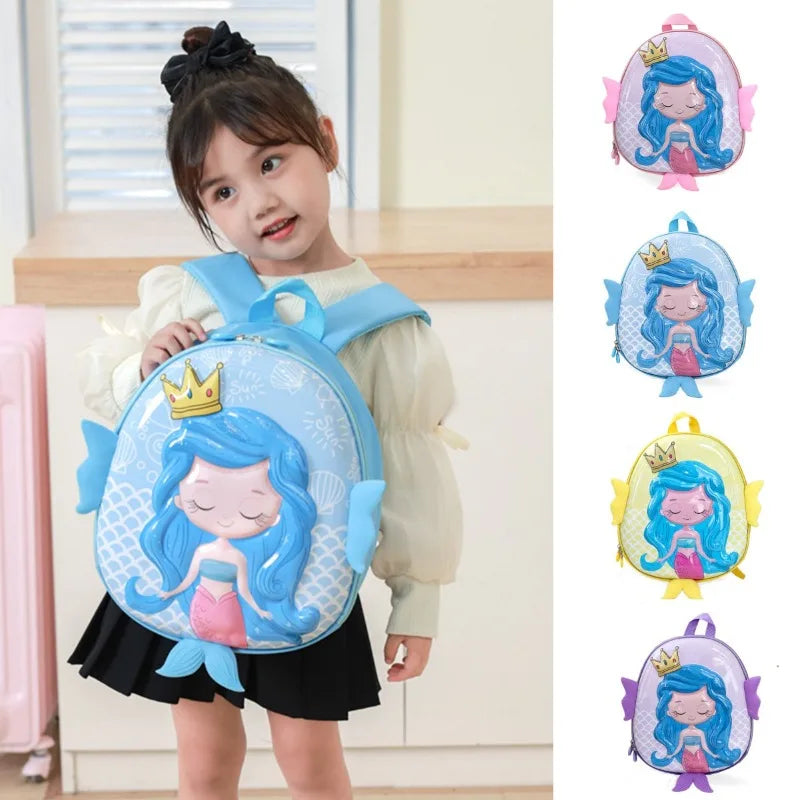Cartoon Mermaid Backpack Kindergarten Schoolbag EVA Eggshell Children's School Bag 2-5 Years Old Girls Book Bag Kids Backpack