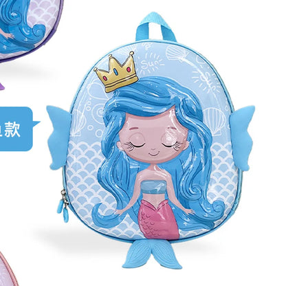 Cartoon Mermaid Backpack Kindergarten Schoolbag EVA Eggshell Children's School Bag 2-5 Years Old Girls Book Bag Kids Backpack