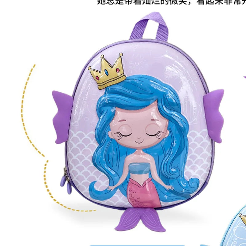 Cartoon Mermaid Backpack Kindergarten Schoolbag EVA Eggshell Children's School Bag 2-5 Years Old Girls Book Bag Kids Backpack