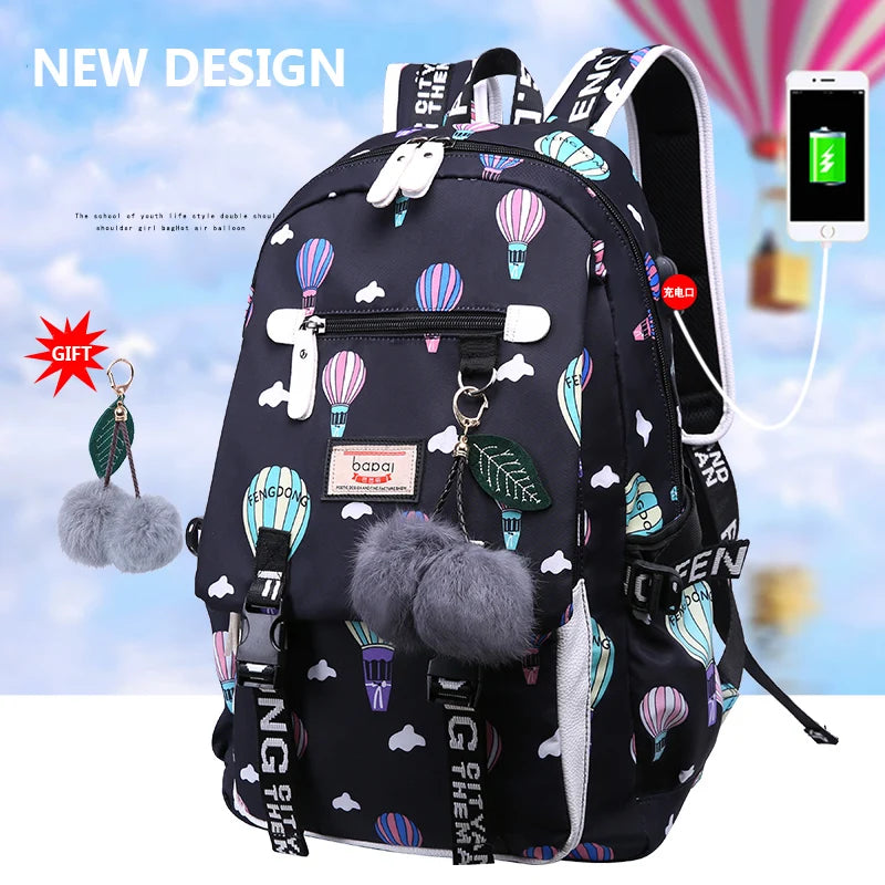 Cartoon Pattern Backpack Large Capacity Women Shoulder Bag Waterproof school bags for teenage girls Female Student Backpack