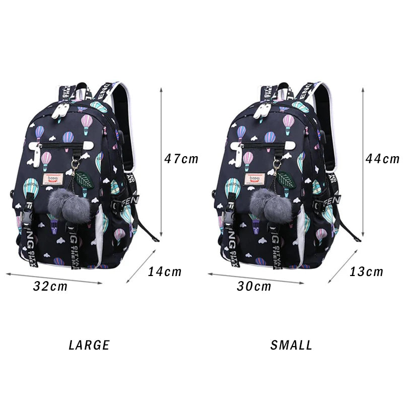 Cartoon Pattern Backpack Large Capacity Women Shoulder Bag Waterproof school bags for teenage girls Female Student Backpack