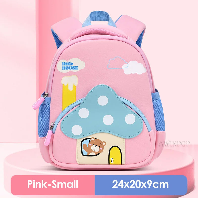Cartoon Pink Mushroom Children School Bags for Girls Super Light Kindergarten Kids Backpack Kawaii Book Pack Mochilas Escolares