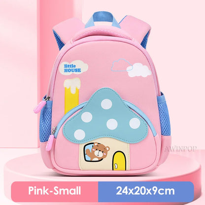 Cartoon Pink Mushroom Children School Bags for Girls Super Light Kindergarten Kids Backpack Kawaii Book Pack Mochilas Escolares