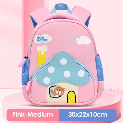 Cartoon Pink Mushroom Children School Bags for Girls Super Light Kindergarten Kids Backpack Kawaii Book Pack Mochilas Escolares