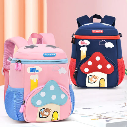 Cartoon Pink Mushroom Children School Bags for Girls Super Light Kindergarten Kids Backpack Kawaii Book Pack Mochilas Escolares