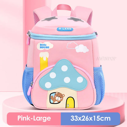 Cartoon Pink Mushroom Children School Bags for Girls Super Light Kindergarten Kids Backpack Kawaii Book Pack Mochilas Escolares