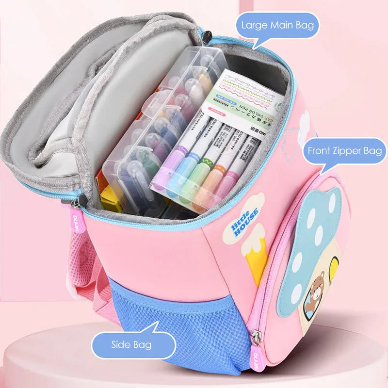 Cartoon Pink Mushroom Children School Bags for Girls Super Light Kindergarten Kids Backpack Kawaii Book Pack Mochilas Escolares