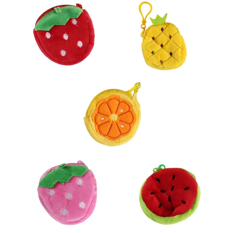 Cartoon Plush Coin Purse Fruit Coin Bag for Kids, Cartoon Fruit Coin Bag for Christmas Stockings Filler