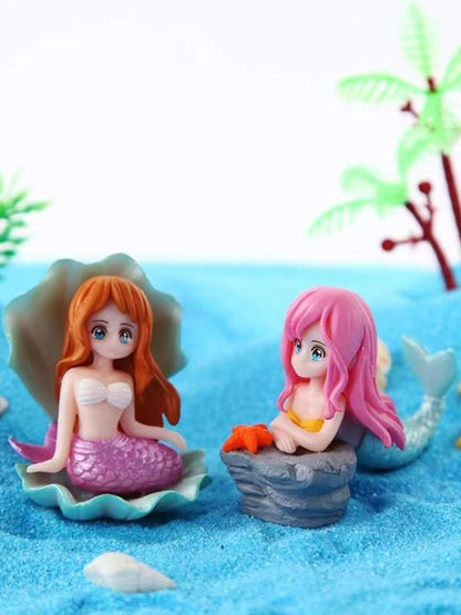 Cartoon Pretty Mermaid Car Ornaments Micro Landscape Bonsai Decoration Desktop Creative Trinket Home Accessories Figurines