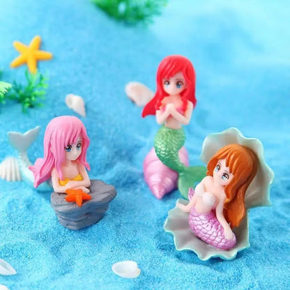 Cartoon Pretty Mermaid Car Ornaments Micro Landscape Bonsai Decoration Desktop Creative Trinket Home Accessories Figurines
