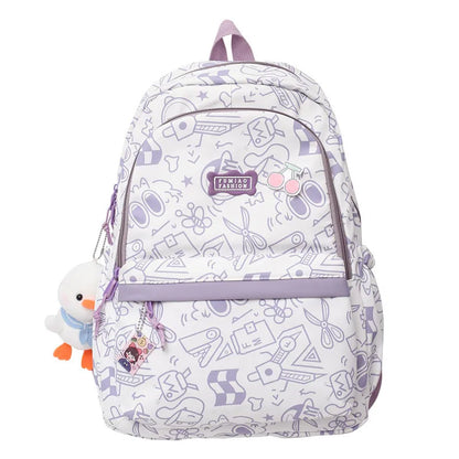 Cartoon Print Female Laptop College Packet Girl Travel Harajuku Book Backpack Lady Kawaii Graffiti Bags Fashion Women SchoolBag