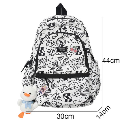 Cartoon Print Female Laptop College Packet Girl Travel Harajuku Book Backpack Lady Kawaii Graffiti Bags Fashion Women SchoolBag