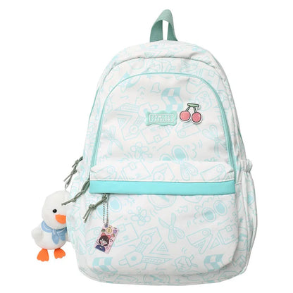 Cartoon Print Female Laptop College Packet Girl Travel Harajuku Book Backpack Lady Kawaii Graffiti Bags Fashion Women SchoolBag