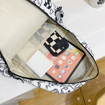 Cartoon Print Female Laptop College Packet Girl Travel Harajuku Book Backpack Lady Kawaii Graffiti Bags Fashion Women SchoolBag