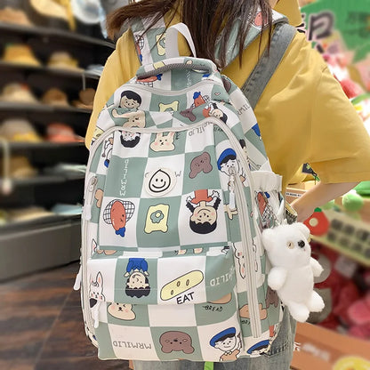 Cartoon Printing Girl Cute Travel High Capacity College Backpack Women Laptop SchoolBag Kawaii Fashion Female Nylon Lady BookBag