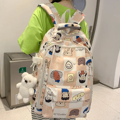 Cartoon Printing Girl Cute Travel High Capacity College Backpack Women Laptop SchoolBag Kawaii Fashion Female Nylon Lady BookBag