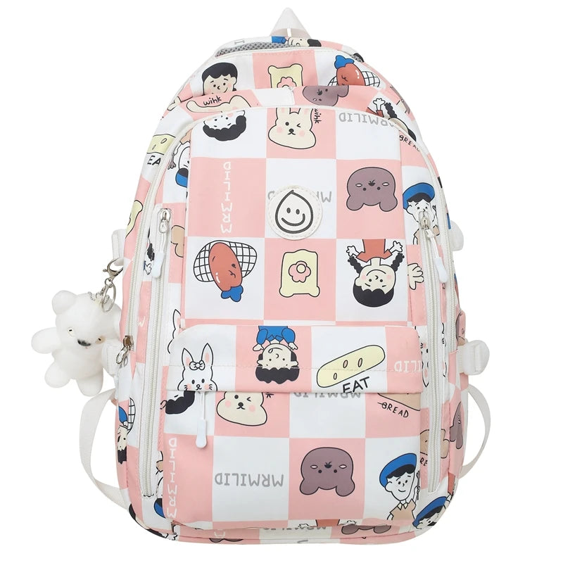 Cartoon Printing Girl Cute Travel High Capacity College Backpack Women Laptop SchoolBag Kawaii Fashion Female Nylon Lady BookBag