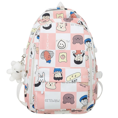 Cartoon Printing Girl Cute Travel High Capacity College Backpack Women Laptop SchoolBag Kawaii Fashion Female Nylon Lady BookBag