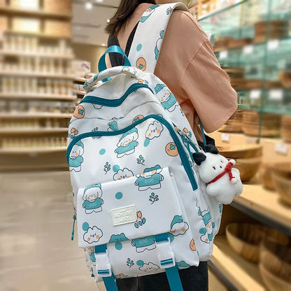 Cartoon Printing Kawaii Lady Waterproof Student Backpack Cute Laptop Female Travel College BookBag Girl School Bag Women Fashion