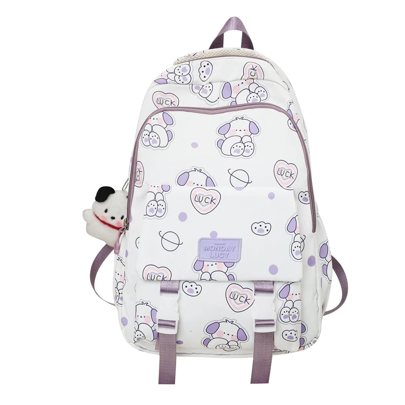 Cartoon Printing Kawaii Lady Waterproof Student Backpack