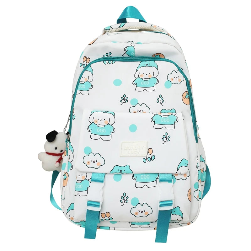 Cartoon Printing Kawaii Lady Waterproof Student Backpack Cute Laptop Female Travel College BookBag Girl School Bag Women Fashion