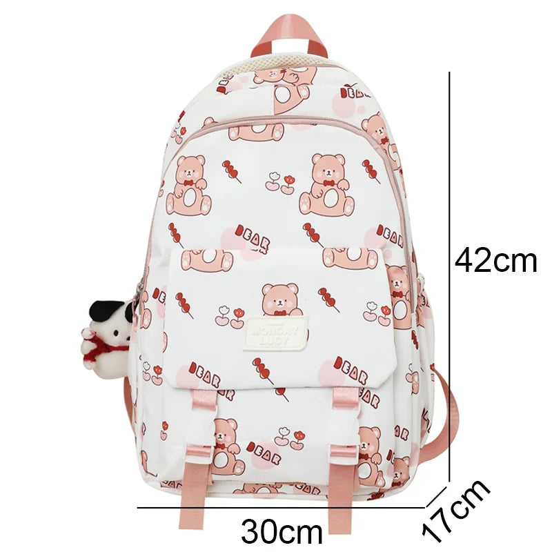 Cartoon Printing Kawaii Lady Waterproof Student Backpack - Thumbnail 4