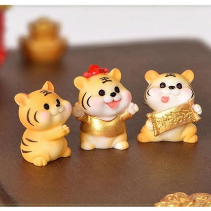 Cartoon Propitious Tiger Car Ornaments Micro Landscape Bonsai Decoration Desktop Creative Trinket Home Accessories Figurines
