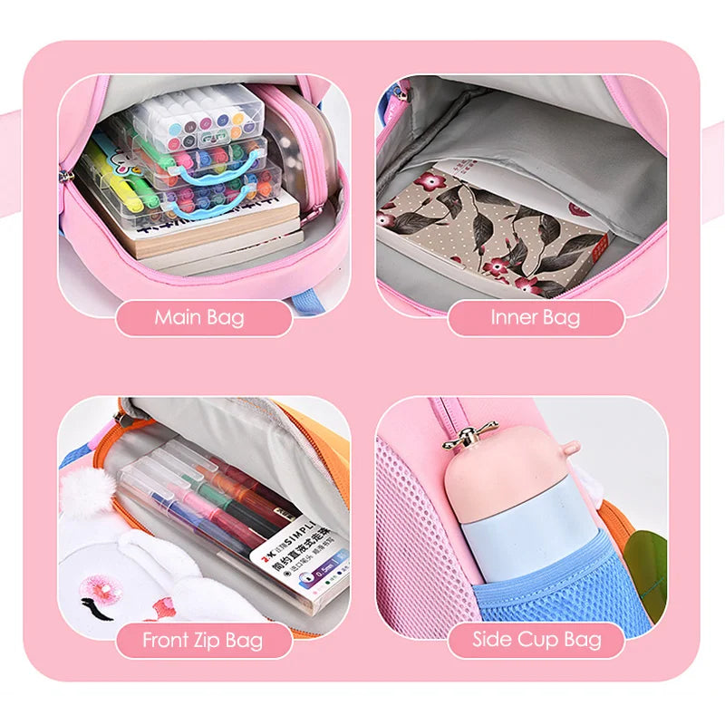 Cartoon Rabbit School Bags for Girls Kindergarten Backpack Kids Cute Carrot Bookbag Toddler Schoolbag Mochila Infantil Escolar