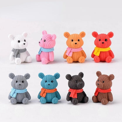 Cartoon Scarf Bear Car Ornaments Micro Landscape Bonsai Decoration Desktop Creative Trinket Home  Accessories Figurines