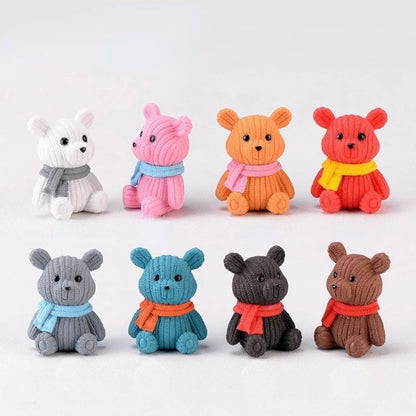 Cartoon Scarf Bear Car Ornaments Micro Landscape Bonsai Decoration Desktop Creative Trinket Home  Accessories Figurines