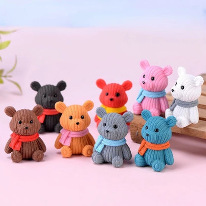 Cartoon Scarf Bear Car Ornaments Micro Landscape Bonsai Decoration Desktop Creative Trinket Home  Accessories Figurines