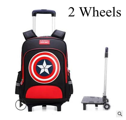 Cartoon School Bags with Trolley for boys Rolling backpack for school kids wheeled backpack children school trolley bag for boys
