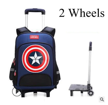 Cartoon School Bags with Trolley for boys Rolling backpack for school kids wheeled backpack children school trolley bag for boys