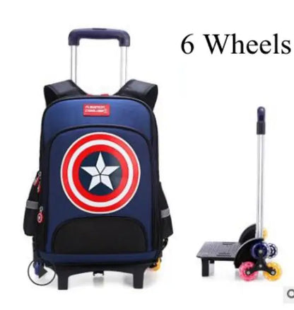 Cartoon School Bags with Trolley for boys Rolling backpack for school kids wheeled backpack children school trolley bag for boys